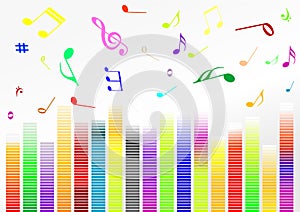 Abstract illustration with volume bars and music n