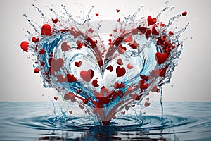 abstract illustration of water splashes converging into a heart-shaped symphony.