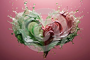 abstract illustration of water splashes converging into a heart-shaped symphony.