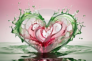 abstract illustration of water splashes converging into a heart-shaped symphony.