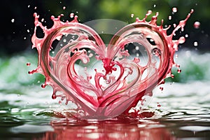 abstract illustration of water splashes converging into a heart-shaped symphony.