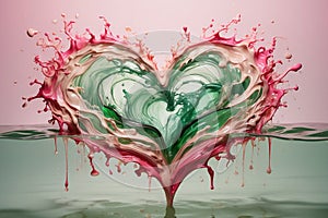 abstract illustration of water splashes converging into a heart-shaped symphony.