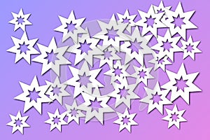 Abstract illustration, white stars on a pink gradient background