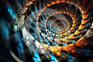 An abstract image of a 3D toroidal helix with mesmerizing geometric symmetry