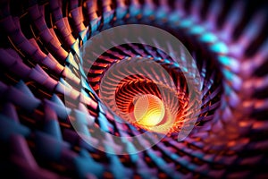 An abstract image of a 3D toroidal helix with mesmerizing geometric symmetry