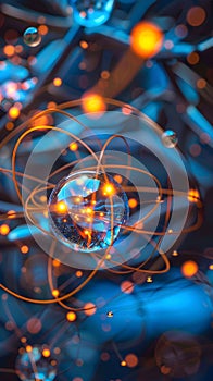 abstract image of atom. 3d rendering abstrack background photo