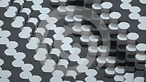 Abstract image of a background of hexagons of different levels 3D image