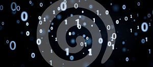 Binary code overlay. Binary code background with floating numbers zero and one, digital data concept, abstract technology pattern