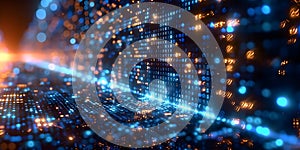 Abstract image of blue code on a computer screen symbolizing software development and programming.