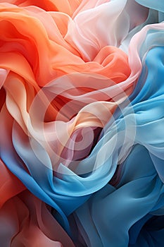 an abstract image of a blue red and orange fabric