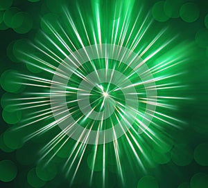 Abstract image, blurred green fireworks