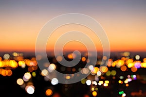abstract image of blurred night city background with circle lights.