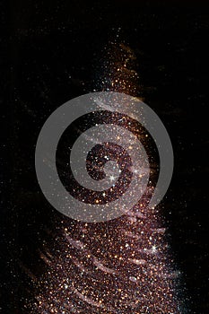 Abstract image of bokeh light burst and textures. abstract Christmas tree shape siluete