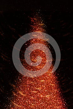 Abstract image of bokeh light burst and textures. abstract cristmas tree shape siluete