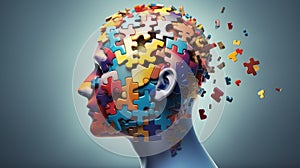 Abstract image of a brain made of puzzle pieces