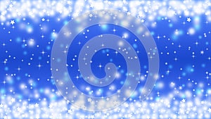 Abstract Snow, Sparkles and Stars Frame in Blue Background