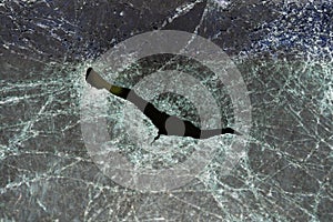 Abstract image of broken glass texture, background. Close-up of a broken car windshield. Broken and damaged car.