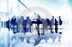 Abstract Image of Business People's Silhouettes in a Meeting