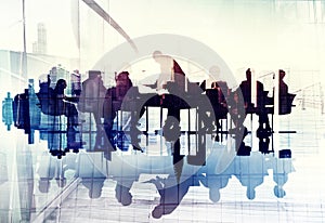 Abstract Image of Business People Silhouettes in a Meeting photo