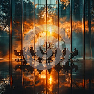 Abstract Image of Business People Silhouettes in office