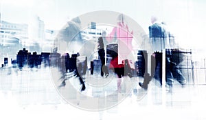 Abstract Image of Business People Walking on the Street