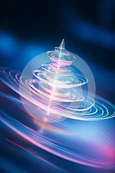 an abstract image of a christmas tree with blue and pink lights