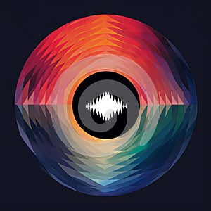 an abstract image of a circle with a sound wave in the center
