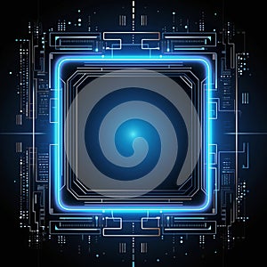 an abstract image of a circuit board with glowing blue lights