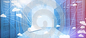 Composite image of abstract image of cloud computing symbol