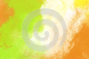 Abstract image of color powder in yellow, green and orange shades, digital illustration