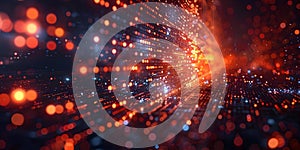 Abstract image of computer software coding and programming with a network and data theme. Concept