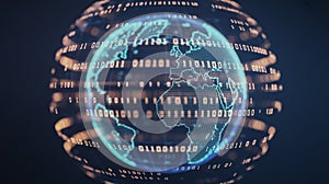Digital World: Binary Code and Earth Globe