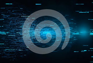 Abstract Digital Data Stream Binary Code Cyber Technology Network Flow Glowing Lines Digital Transformation