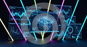 Futuristic Data Visualization and Cityscape