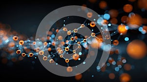 glowing orange spheres network connection