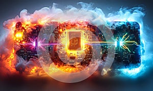 Abstract representation of digital technology and data flow