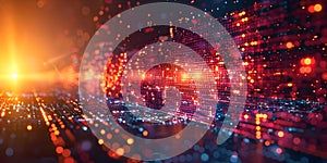 Abstract image of digital coding algorithm with a focus on innovation in app and website