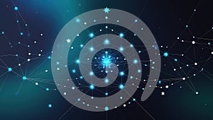 Luminous Blue Network Structure on Dark Gradient Background