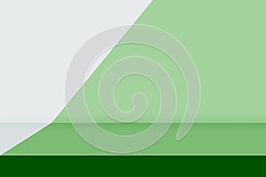 Empty space studio room green and gray gradient background.