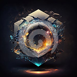 Abstract image of explosion at the subatomic level. Generative AI