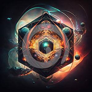 Abstract image of explosion at the subatomic level. Generative AI