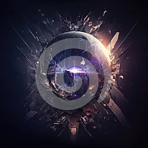 Abstract image of explosion at the subatomic level. Generative AI