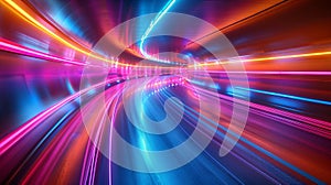 Abstract image of fast moving in tunnel. Motion blur background