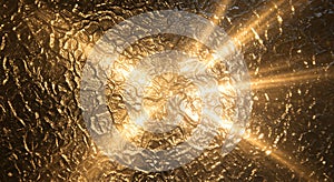 Golden Light Rays Through Textured Glass