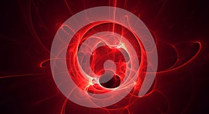 Intricate Red Fractal Art: Abstract Vortex of Energy and Light