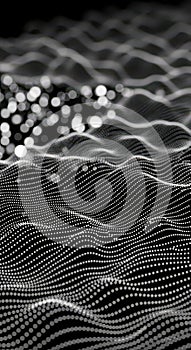 Abstract Digital Waveform Background, Dots, Data Visualization, Black and White