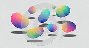 Vibrant Abstract Floating Gradient Liquid Shapes with Shadows