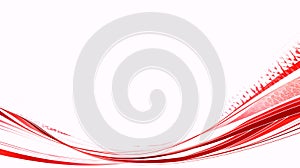 Dynamic Red Abstract Waves and Geometric Patterns on White Background