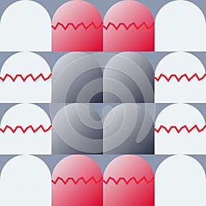 Abstract Geometric Pattern with Arches and Zigzag Lines