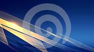 Abstract Geometric Light Rays on Deep Blue Background